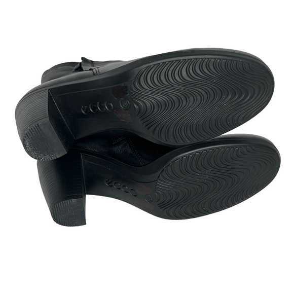 Ecco Black Double Zip Round Toe Mid Calf Leather Boots Size 40 EU / 9 -9.5 US - Picture 7 of 14